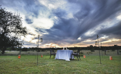 Romantisches Abendessen im Garten